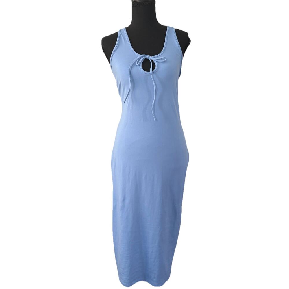 Wild Fable Blue Bodycon Midi Dress Keyhole Racerback Size M NWT